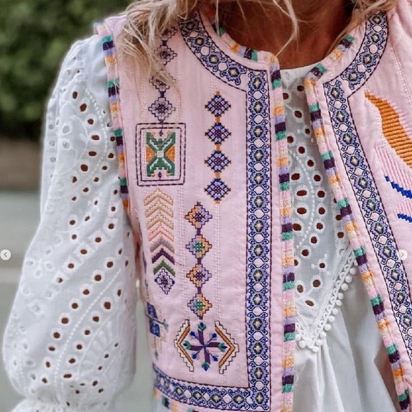 Sundayup Jackets & Blazers - ✨ Embroidered Pink Vest | Boho Chic Statement Layer✨